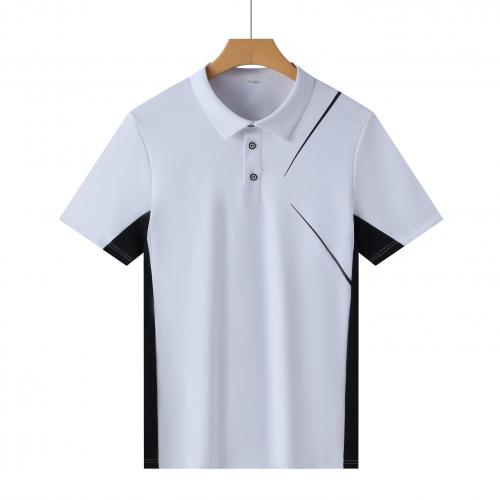 P025 # Adult Men's Casual POLO (White) Lapel Short Sleeve  Material: 80% Polyester 20% Spandex