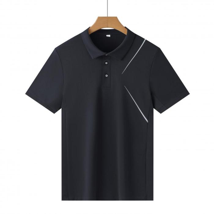 P025 # Adult Men's Casual POLO (black) Lapel Short Sleeve  Material: 80% Polyester 20% Spandex