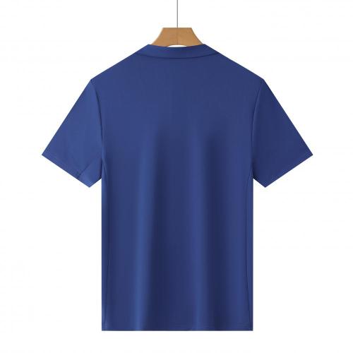 P025 # Adult Men's Casual POLO (blue) Lapel Short Sleeve  Material: 80% Polyester 20% Spandex
