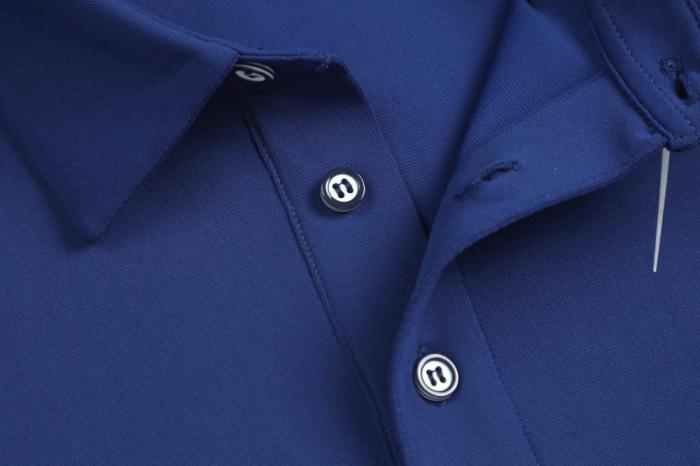 P025 # Adult Men's Casual POLO (blue) Lapel Short Sleeve  Material: 80% Polyester 20% Spandex