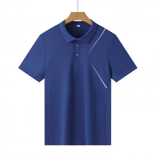 P025 # Adult Men's Casual POLO (blue) Lapel Short Sleeve  Material: 80% Polyester 20% Spandex