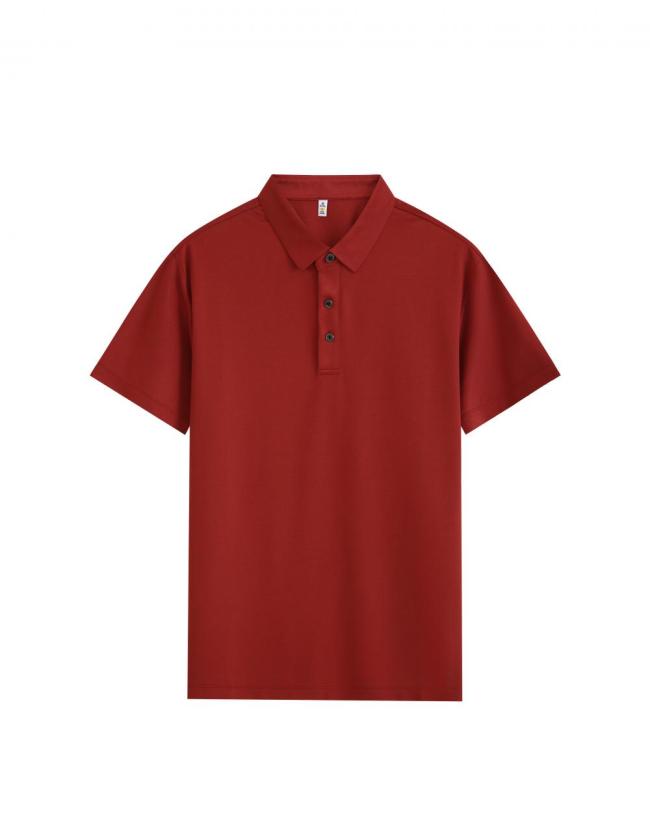 Adult Men's Casual POLO (red) Lapel Short Sleeve  Material: 80% Polyester 20% Spandex
