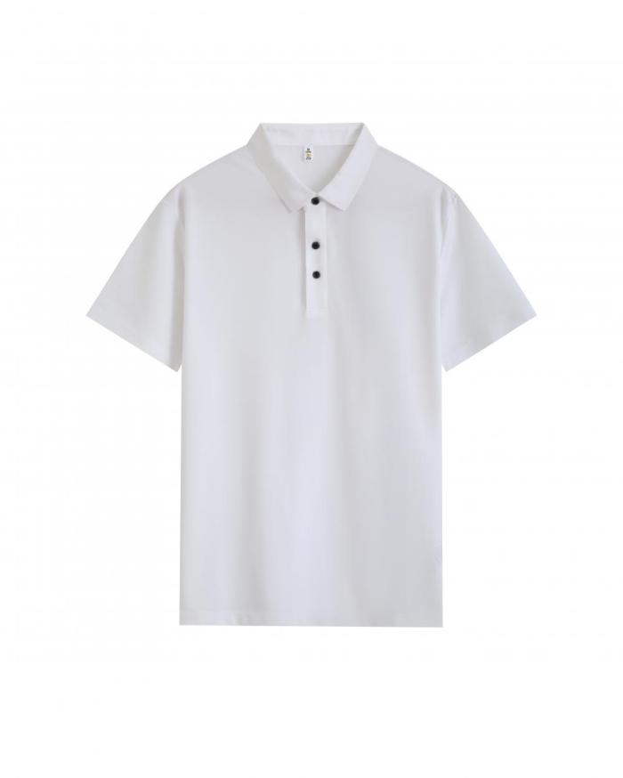 Adult Men's Casual POLO (white) T-shirt Lapel Short Sleeve  Material: 80% Polyester 20% Spandex