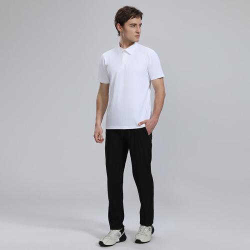 Adult Men's Casual Polo Shirt (White) Loose Fit Version with Buttons. Material: 76% Nylon, 24% Spandex