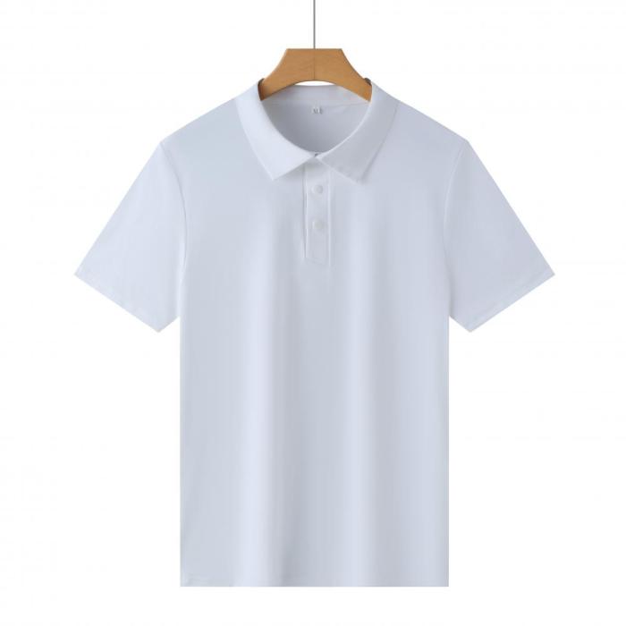 Adult Men's Casual Polo Shirt (White) Loose Fit Version with Buttons. Material: 76% Nylon, 24% Spandex