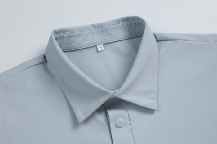 Adult Men's Casual Polo Shirt (wathet) Loose Fit Version with Buttons. Material: 76% Nylon, 24% Spandex