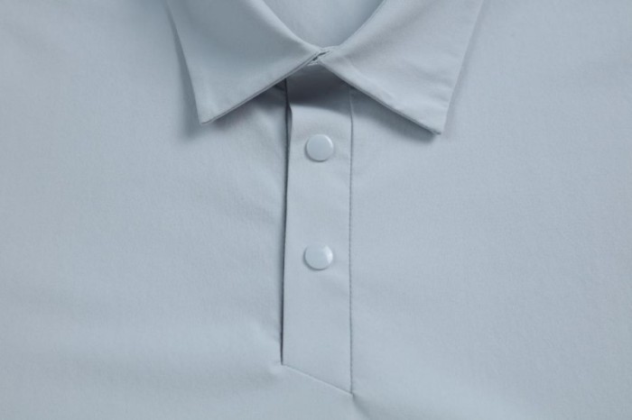 Adult Men's Casual Polo Shirt (wathet) Loose Fit Version with Buttons. Material: 76% Nylon, 24% Spandex