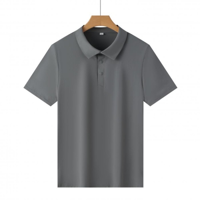 Adult Men's Casual Polo Shirt (gray) Loose Fit Version with Buttons. Material: 76% Nylon, 24% Spandex