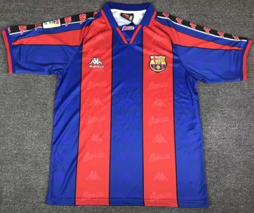 1996-1997 RONALDO # 9 BAR Home Red and Blue Retro Soccer Jersey