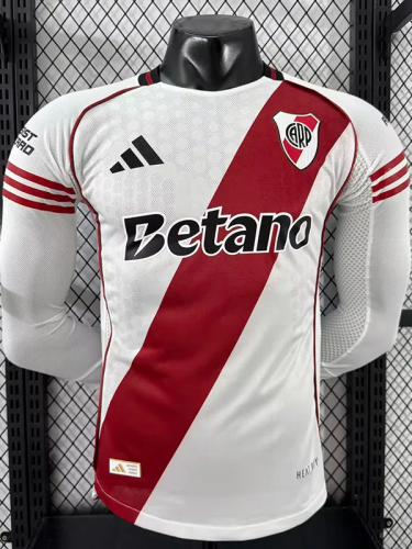 25-26 River Plate Home Long Sleeve Player Version Soccer Jersey (长袖球员) 1:1 Thai Quality