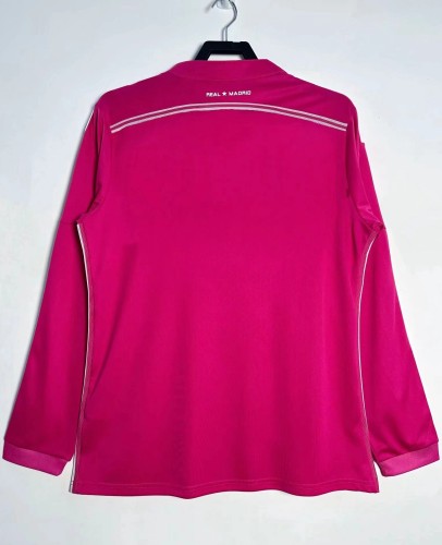 2014-2015 RMA Away Pink Long Sleeve Retro Soccer Jersey