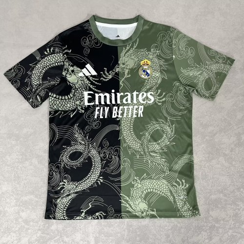 25-26 RMA Green Black Special Edition Fans Training Shirts *龙纹