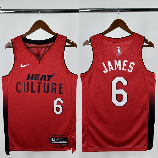 24-25 HEAT JAMES #6 Red City Edition Top Quality Hot Pressing NBA Jersey (V领)
