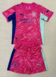 25-26 Man City Goalkeeper Kids Soccer Jersey