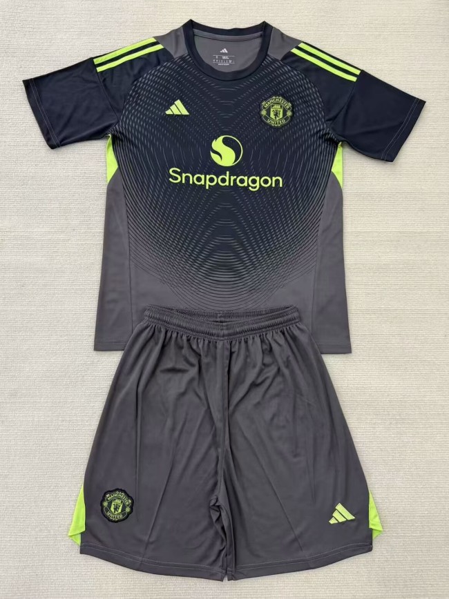 25-26 Man Utd Black GoalKeeper Kids Soccer Jersey
