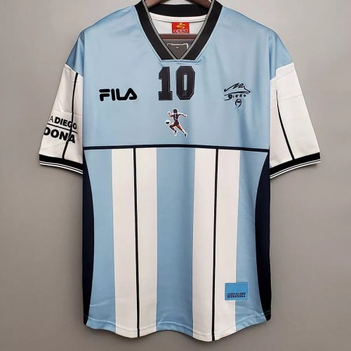 2001 MARADONA 10# Argentina Home Retrot Soccer Jersey