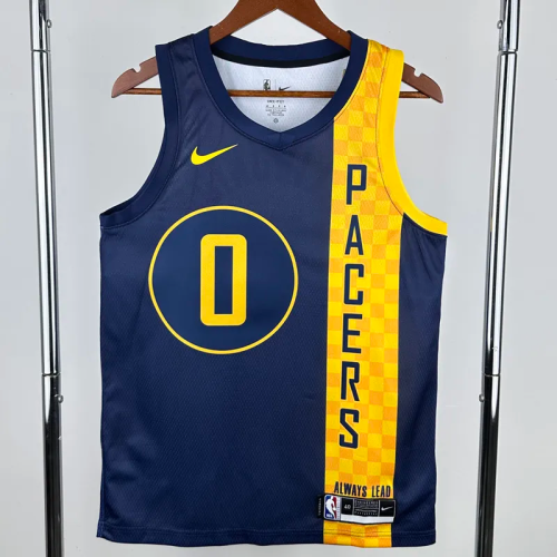 2017-2018 Indiana Pacers HALIBURTON #0 Blue City Edition Top Quality Hot Pressing NBA Jersey