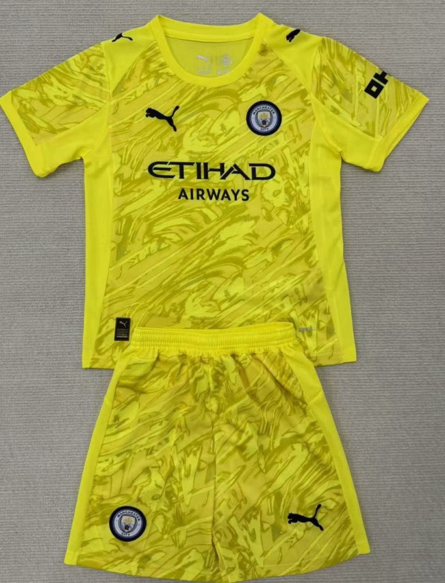 25-26 Man City Goalkeeper Kids Soccer Jersey