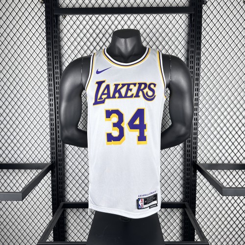 24-25 Lakers O'Neal #34 White Top Quality Hot Pressing NBA Jersey(圆领)