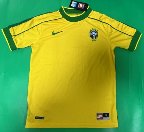 1998 Brazil Home Retro Soccer Jersey*耐克标有蓝边