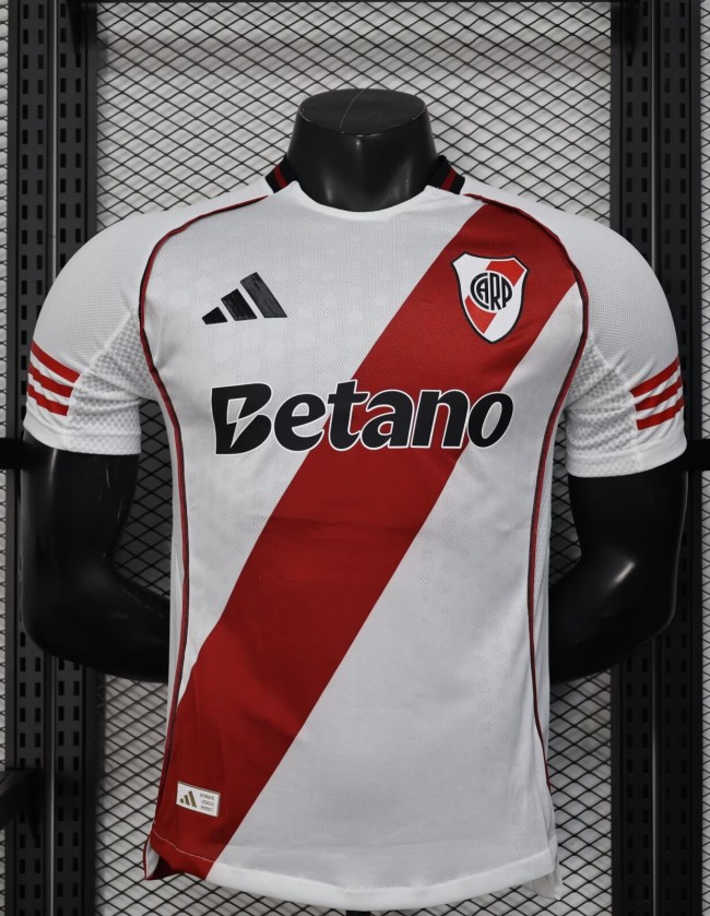 25-26 River Plate Home Player Version Soccer Jersey*带广告