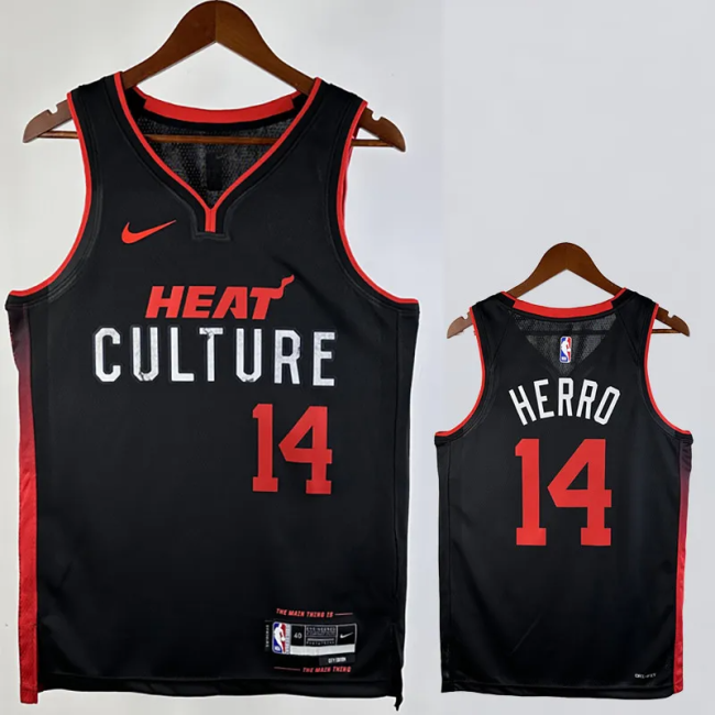 23-24 HEAT HERRO #14 Black City Edition Top Quality Hot Pressing NBA Jersey (V领)
