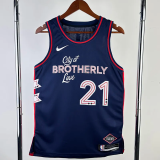 23-24 76ERS EMBIID #21 Dark Blue City Edition Top Quality Hot Pressing NBA Jersey