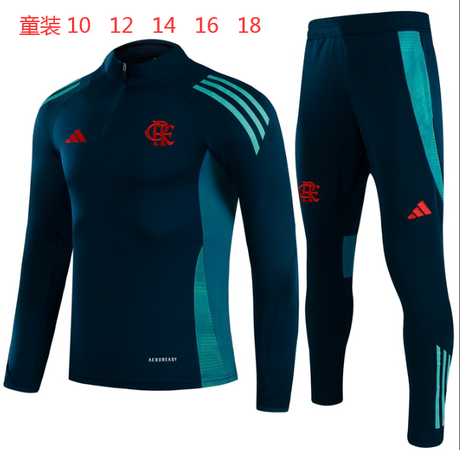 25-26 Flamengo High Quality Kids Half Pull Tracksuit