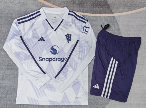 25-26 Man Utd Away Long Sleeve Kids Soccer Jersey