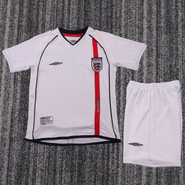 2002 England Home Kids Retro Soccer Jersey