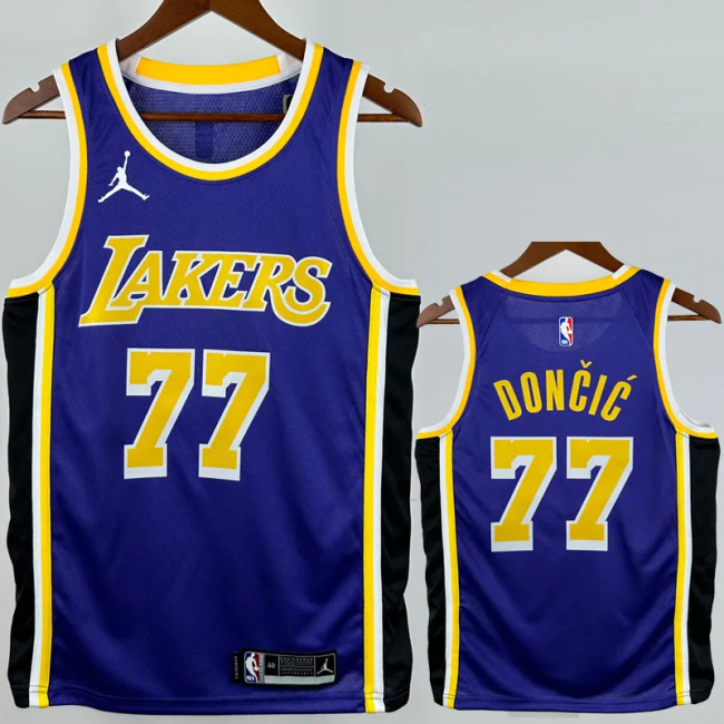 Lakers DONCIC #77 Blue Top Quality Hot Pressing NBA Jersey (Trapeze Edition) 飞人版