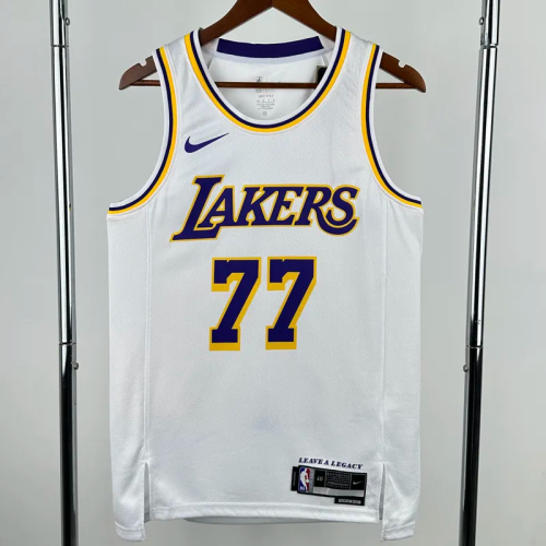 22-23 Lakers DONCIC #77 White Top Quality Hot Pressing NBA Jersey(圆领)