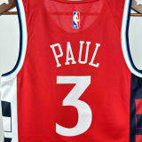 24-25 Clippers PAUL #3 Red Top Quality Hot Pressing NBA Jersey (Trapeze Edition) 飞人版