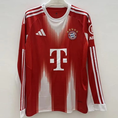 25-26 Bayern Home Special Edition Font Long Sleeve Fans Soccer Jersey (长袖球迷印特别版字体)