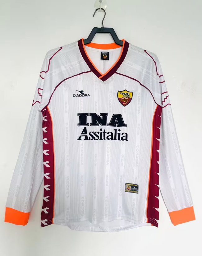 1999-2000 Roma Away Long Sleeve Retro Soccer Jersey