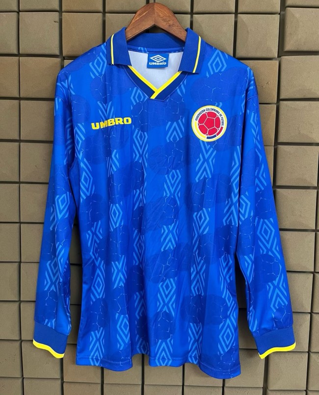 1994 Colombia Away Long Sleeve Retro Soccer Jersey