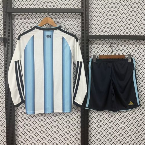 25-26 Argentina Home Long Sleeve Kids Soccer Jersey (长袖)