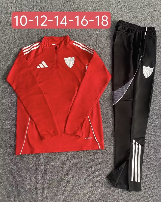 25-26 Sevilla High Quality Kids Half Pull Tracksuit