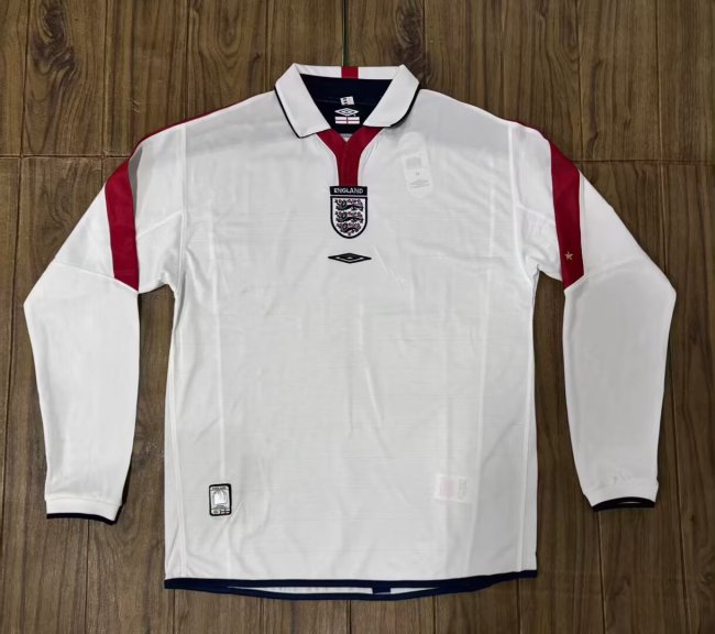 2004-2005 England Home Retro Long Sleeve Soccer Jersey