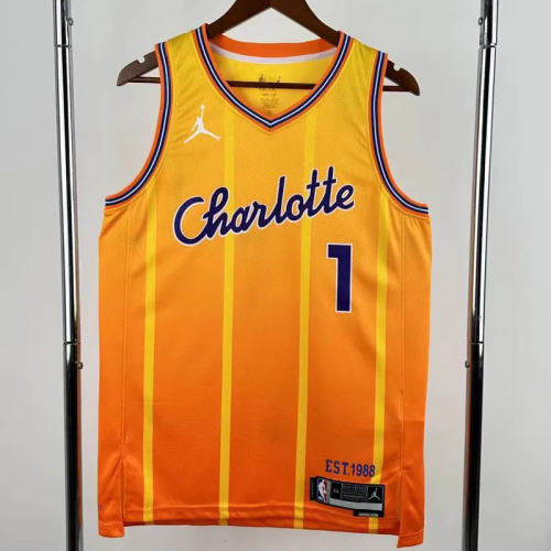 25-26 Hornets BALL #1 Orange City Edition Top Quality Hot Pressing NBA Jersey(V领)
