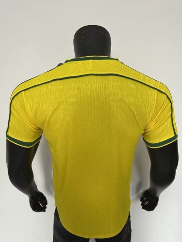 1998 Brazil Yellow Player Version Retro Soccer Jersey