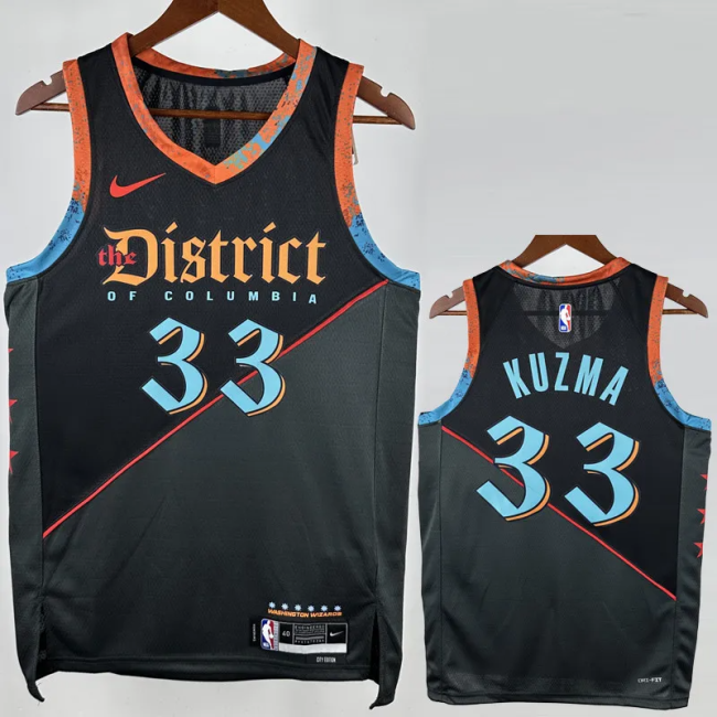 23-24 Wizards KUZMA #33 Black City Edition Top Quality Hot Pressing NBA Jersey