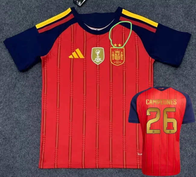 2026 World Cup Spain Home Print CAMPEONES #26 Fans Soccer Jersey (With 2 Star)*两颗星