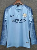 2018-2019 Man City Home Long Sleeve Retro Soccer Jersey