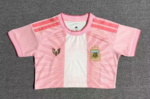 26-27 Argentina Pink Messi Farewell Match Women Cheerleading Short-sleeved (女)
