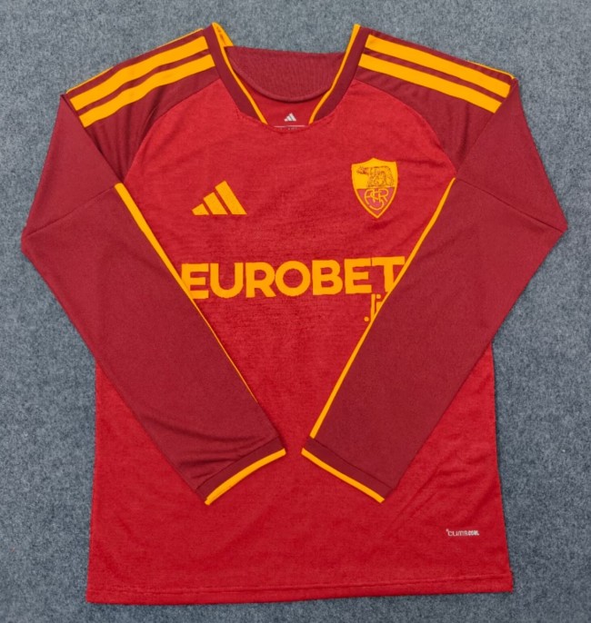 26-27 Roma Home Long Sleeve Fans Soccer Jersey (长袖)