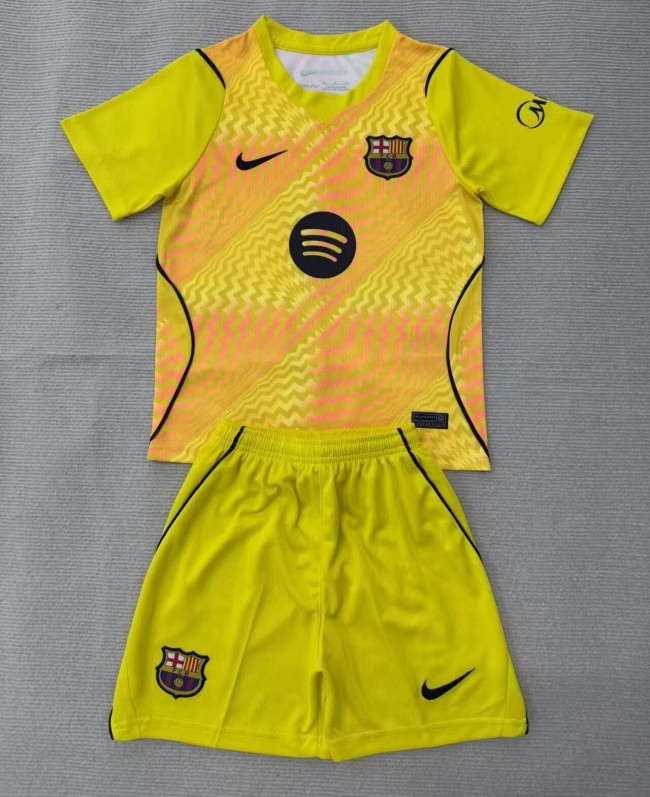 26-27 BAR Yellow GoalKeeper Kids Soccer Jersey