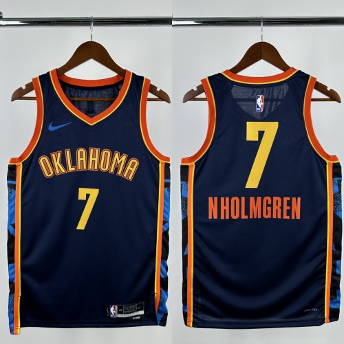 24-25 OKC Thunder NHOLMGREN #7 Black City Edition Top Quality Hot Pressing NBA Jersey