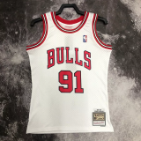 1998 BULLS RODMAN #91 White Retro Top Quality Hot Pressing NBA Jersey