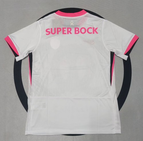 25-26 Sporting Lisbon White Pink Fans Soccer Jersey